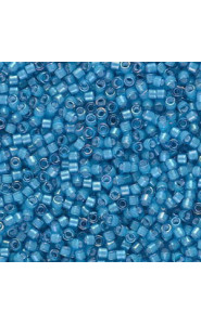 Miyuki delica Beads 11/0 - White lined capri blue ab DB-1783